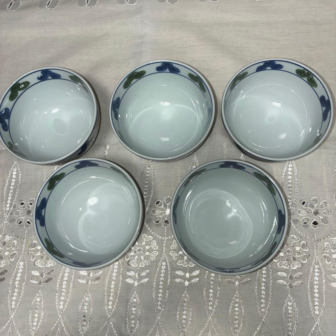 み*ち様 源右衛門窯　５点　染錦松丸紋龍絵飯碗 有田焼　直径10.5cm 茶碗