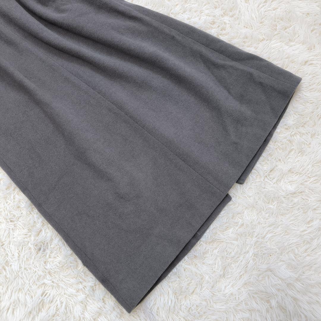 希少グアナコ生地 レリアン トレンチコート ロングコート 9号M グレー