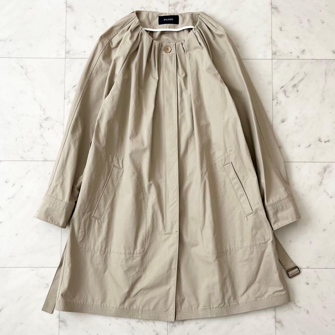 タグ付き未使用品♪マカフィー　コットン100% ノーカラーコート　ベルト付き　M