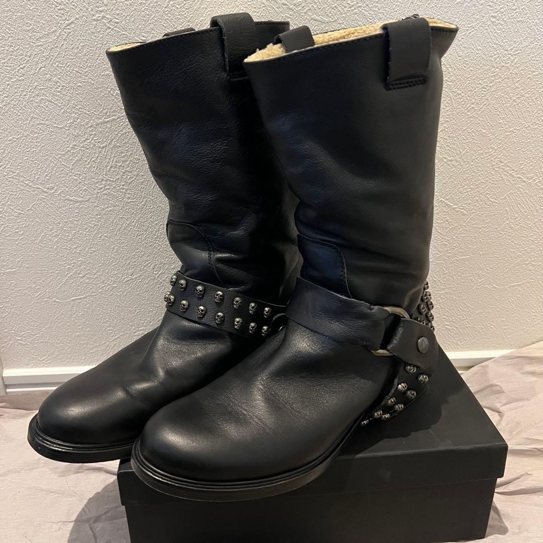 靴 ZADIG&VOLTAIRE BIKERS BOOTS BLACK SKALL
