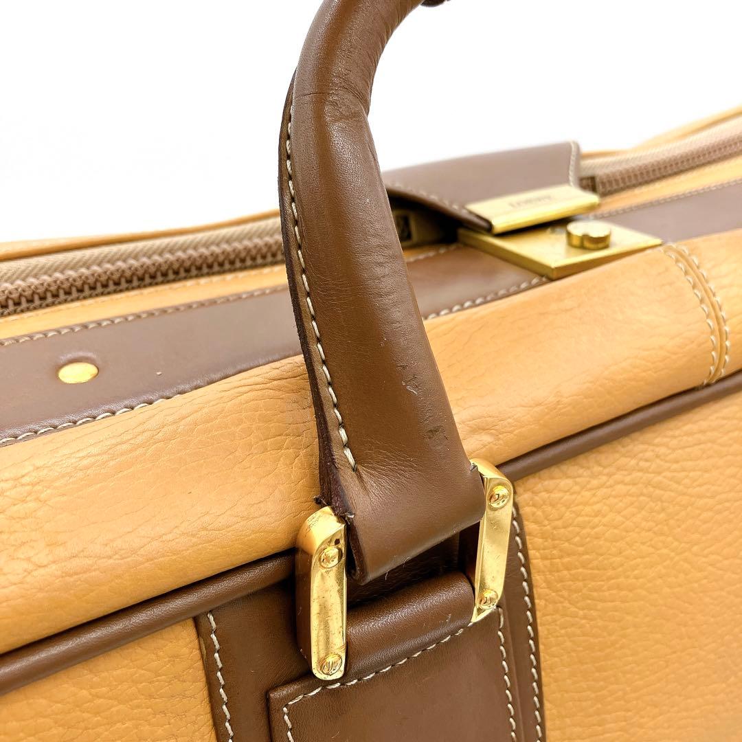 【LOEWE】トラベルバッグ　アナグラム型押し　ゴールド金具　レザー　ブラウン
