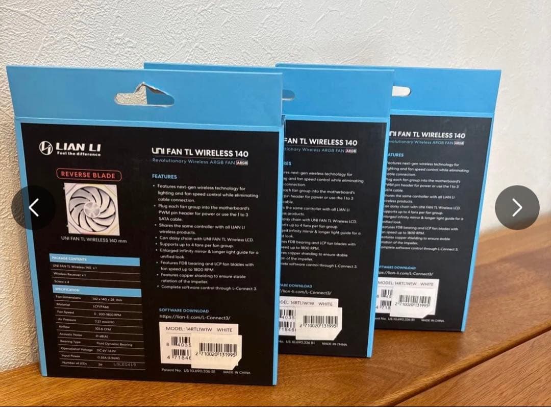 【最終値下】Lian Li UNI FAN TL WIRELESS 140 3個