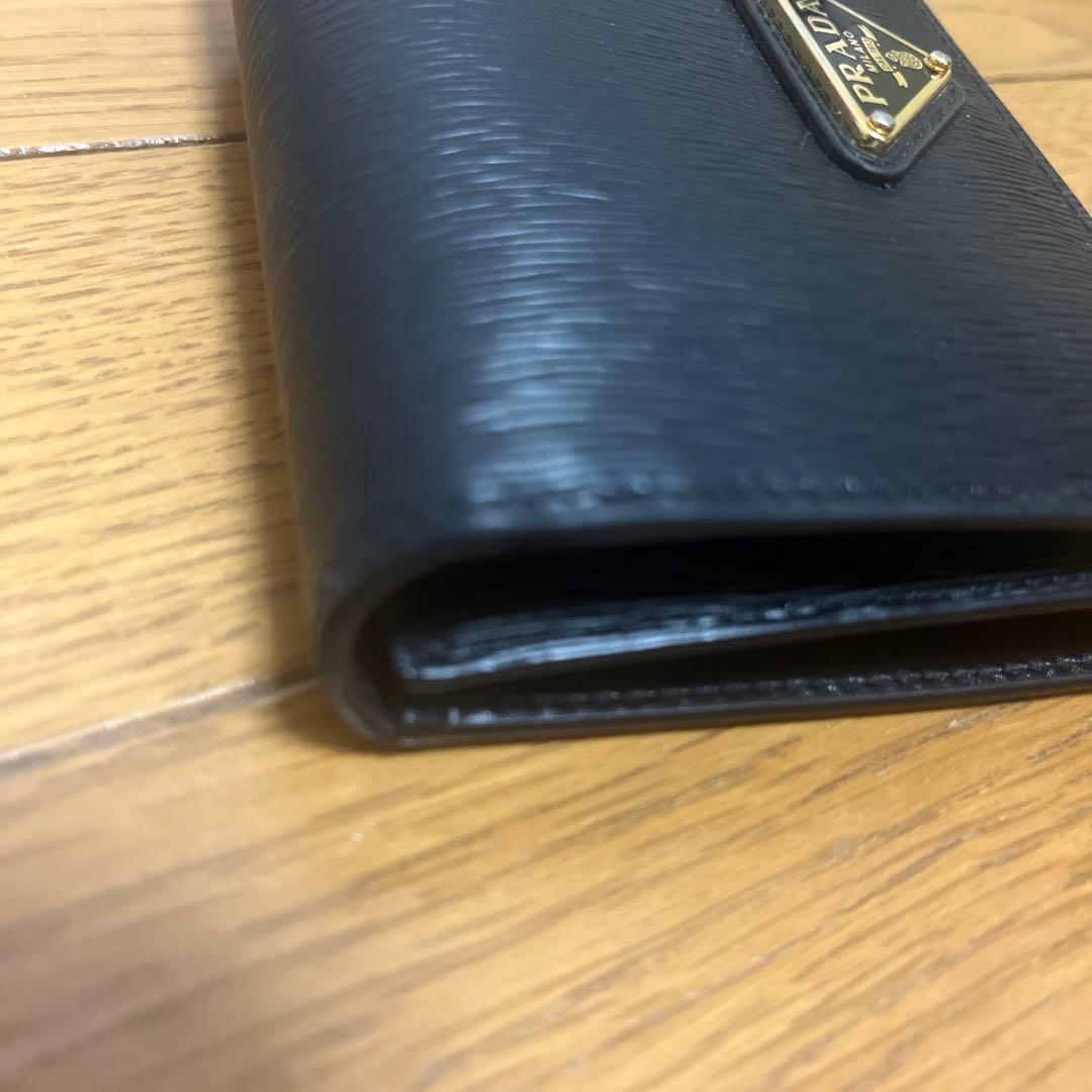 PRADA プラダ 三つ折り財布 サフィアーノ ブラック 三角ロゴ 正規品 美品