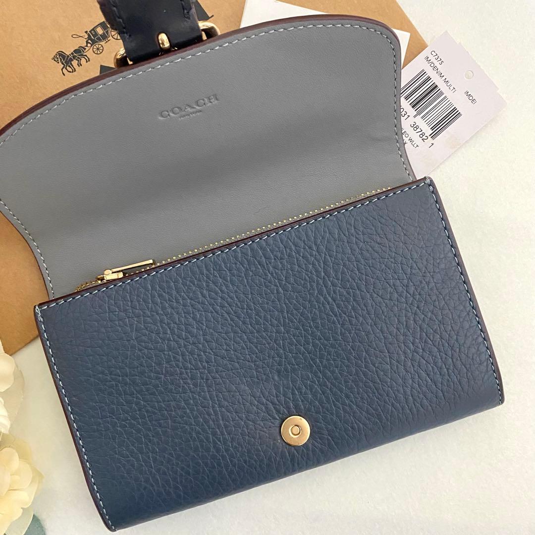新品　正規品☆COACH コーチ　折り財布　ネイビー　二つ折り財布 長財布