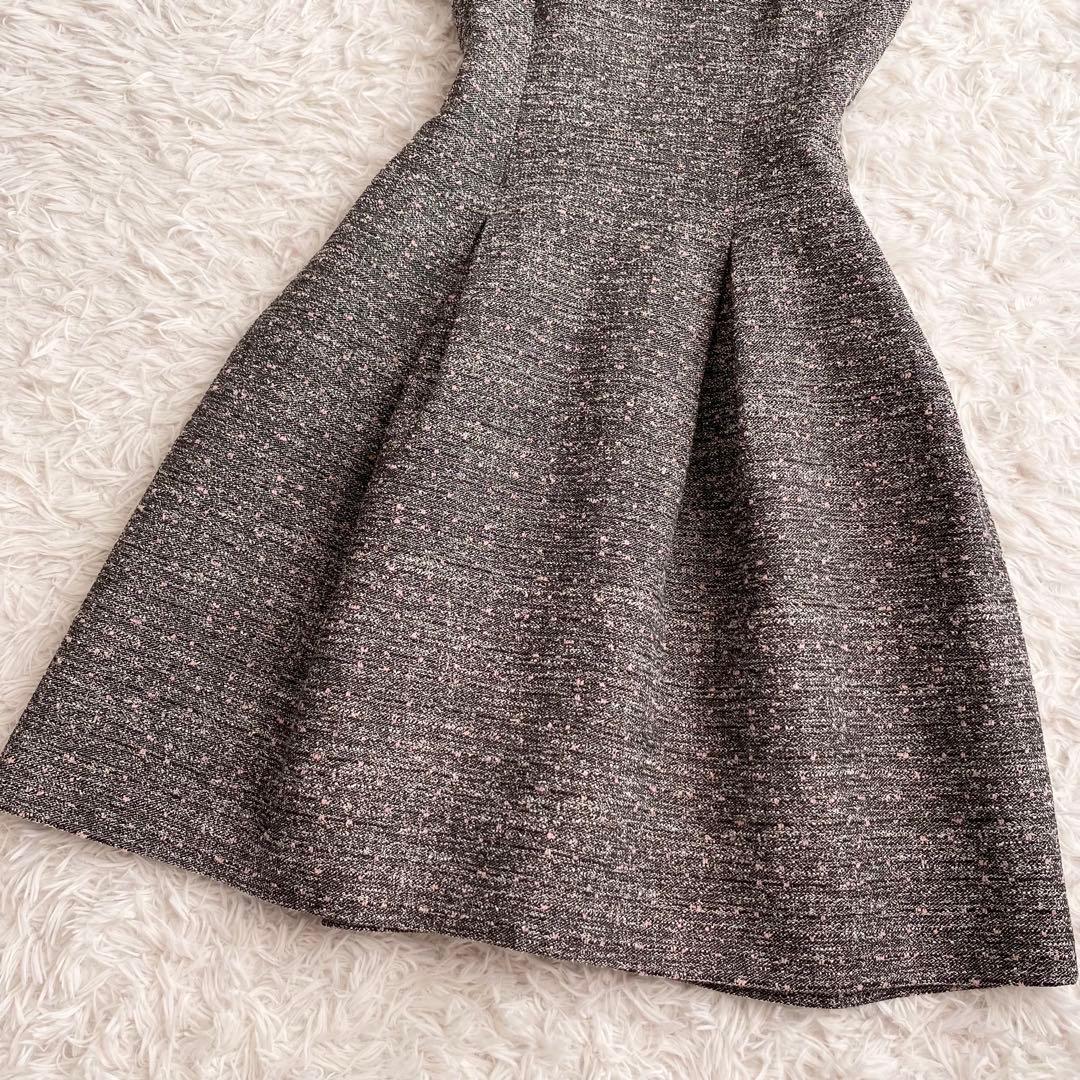 極美品✨Rene TISSUE社製 高級ミックスツイードワンピース ひざ丈 S