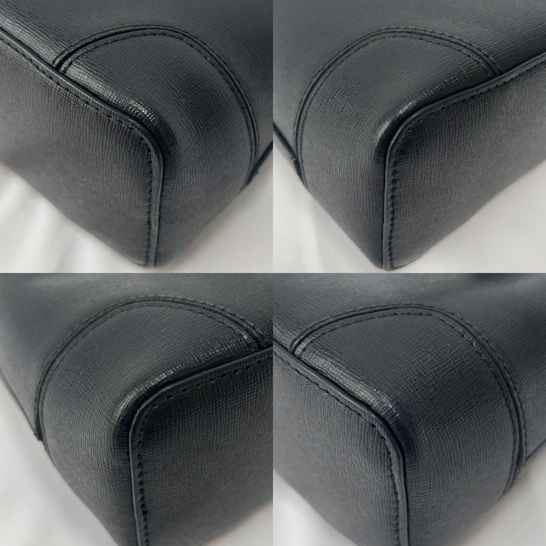 【未使用級】フルラ 2way ステイシー ショルダーバッグ レザー 巾着 黒