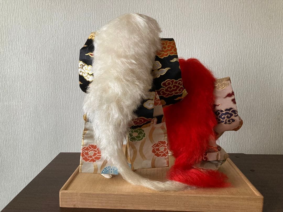 連獅子 高さ約45cm(台座含む) 日本人形 歌舞伎 昭和レトロ 骨董品