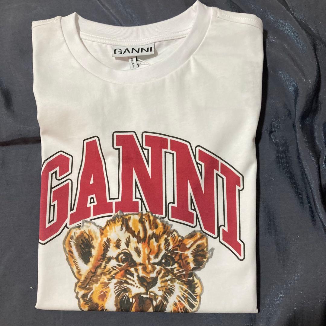 GANNI ライオンイラスト Tシャツ ホワイト