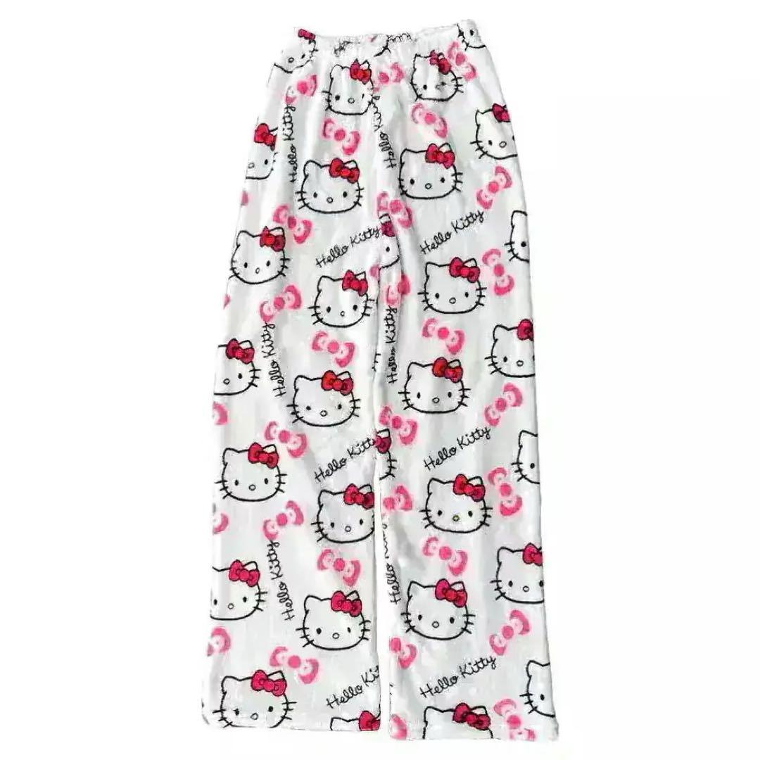 最安値❣️ハローキティ フリース パジャマパンツ キティちゃんズボン