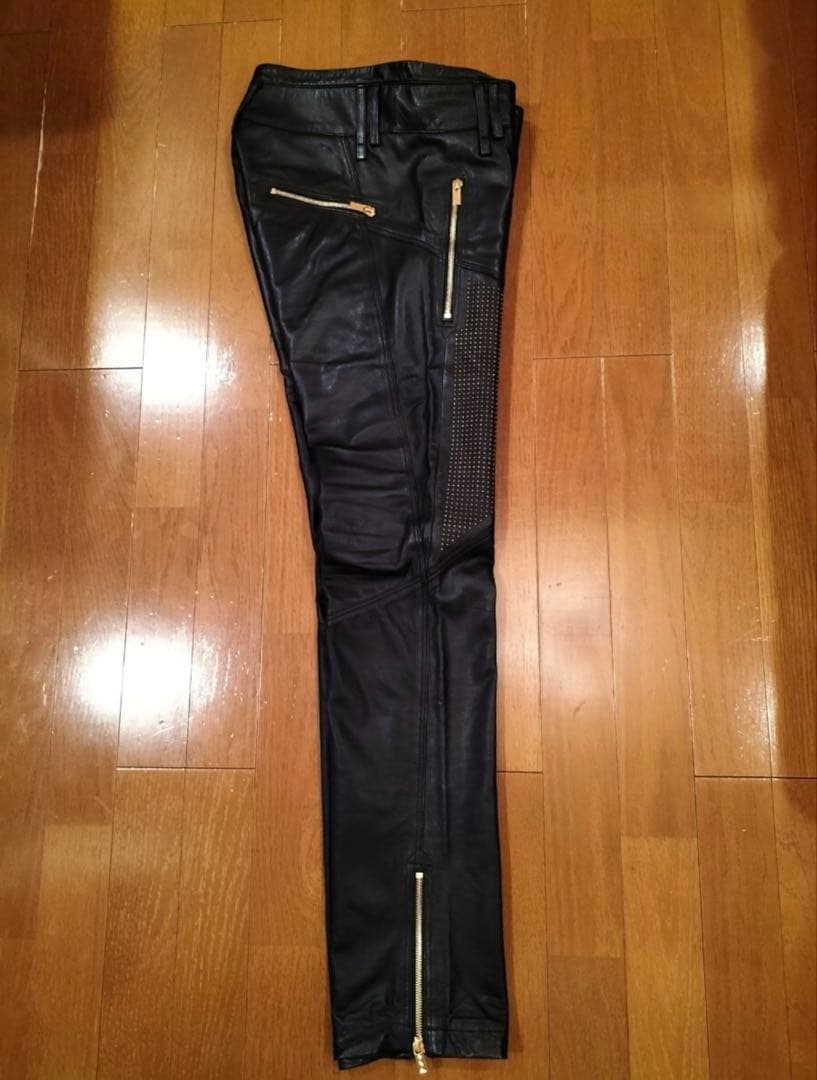 希少 VERSACE for  本革 スタッズ レザーパンツ 44