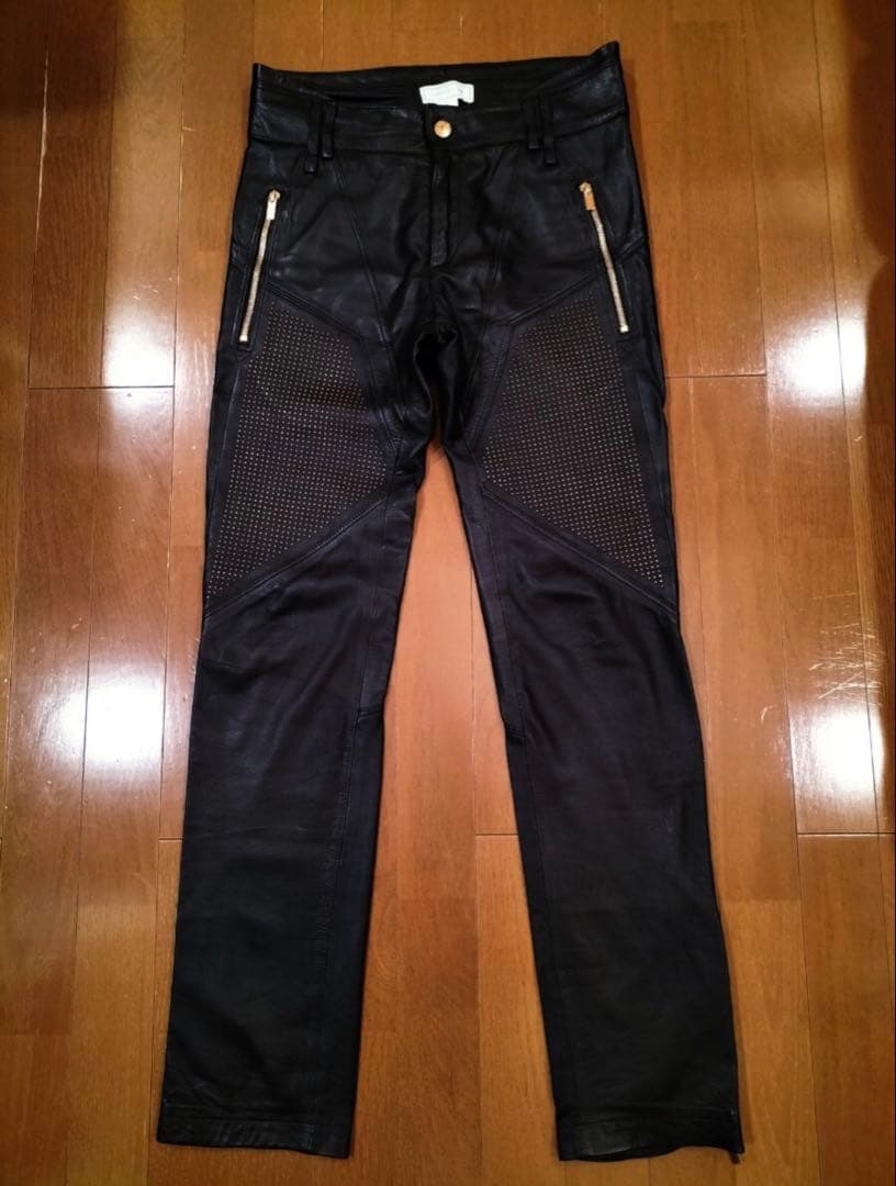 希少 VERSACE for  本革 スタッズ レザーパンツ 44