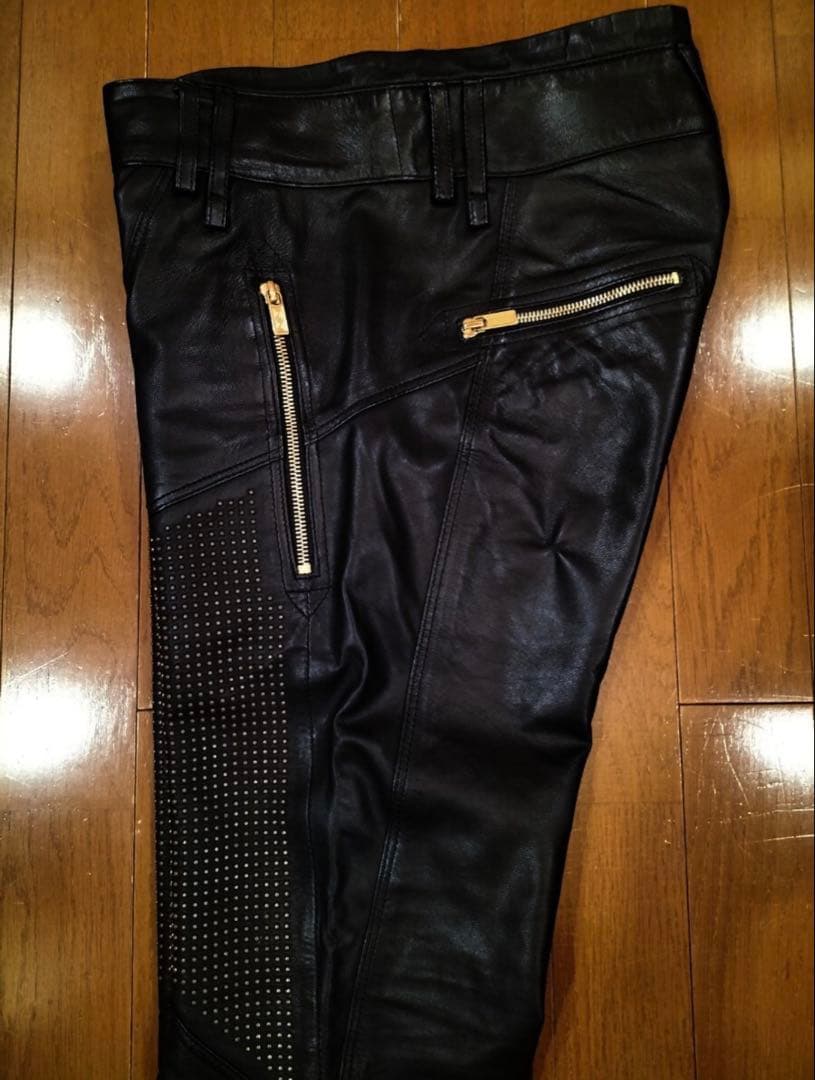 希少 VERSACE for  本革 スタッズ レザーパンツ 44