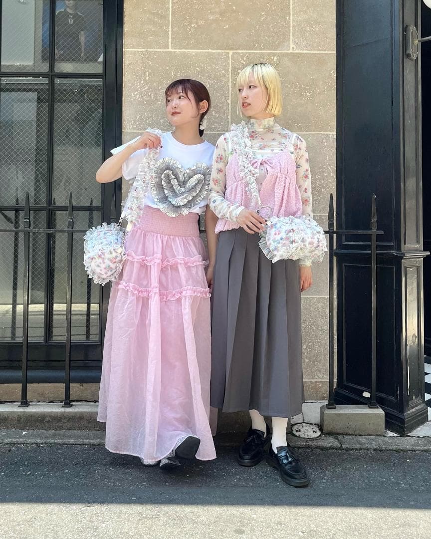 POPPY あさぎーにょ HEART TULLE T-SHIRT (WHITE)