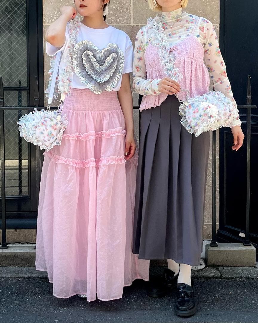 POPPY あさぎーにょ HEART TULLE T-SHIRT (WHITE)