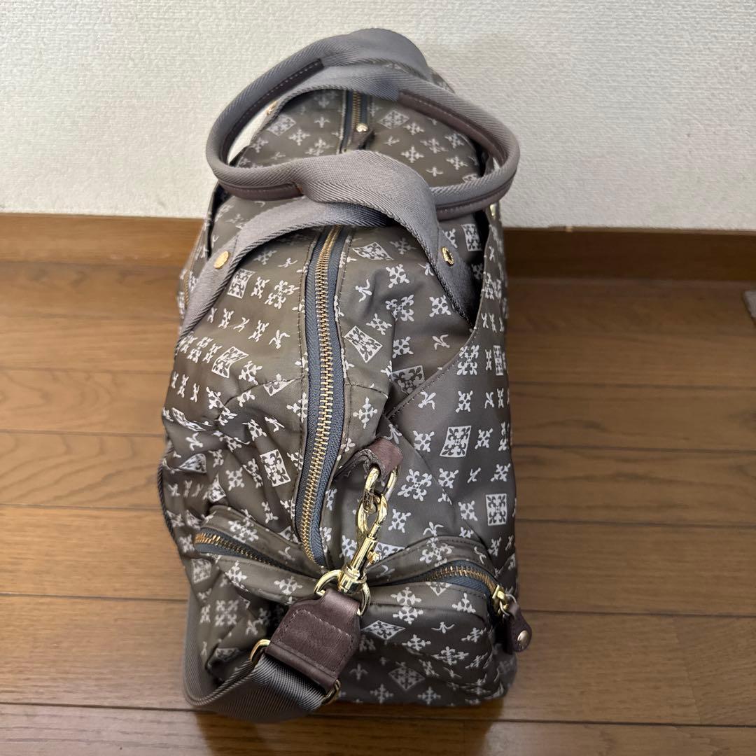 グレー ロゴプリント ボストンバッグ