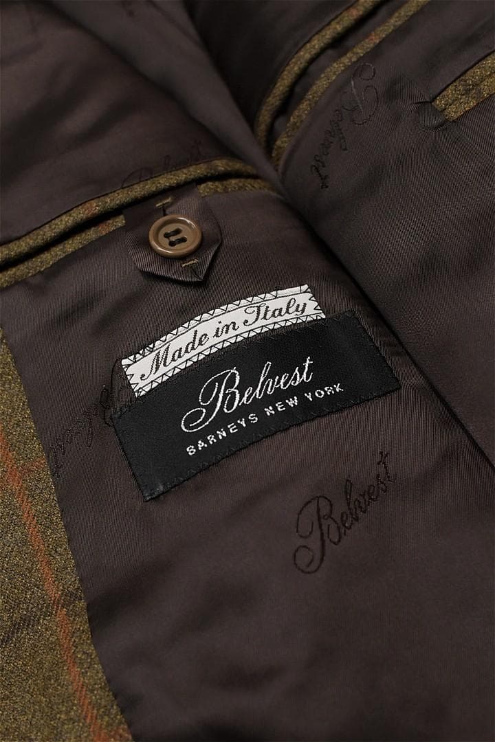 R413 Belvest ツイード テーラードジャケット チェック 48 茶