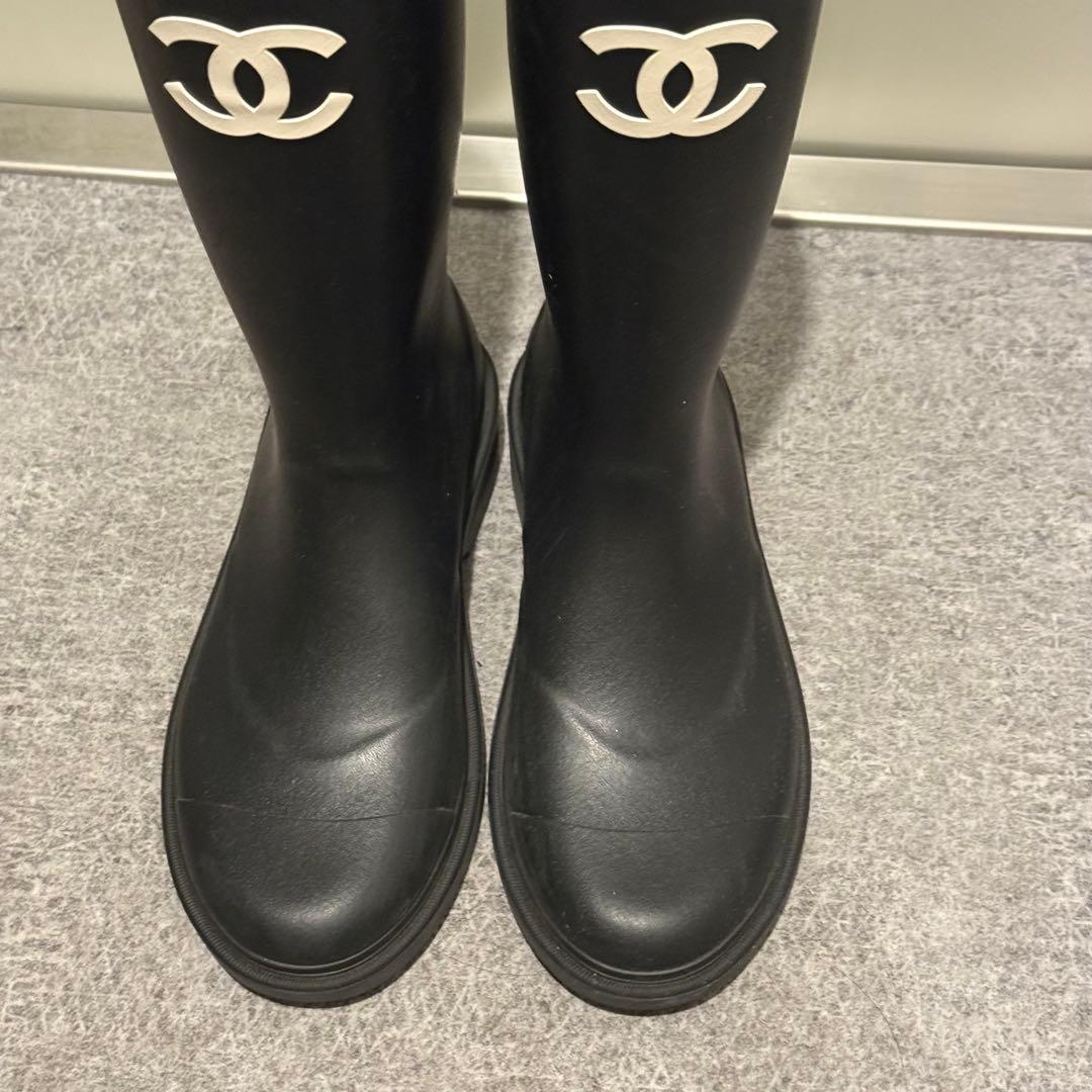 CHANEL レインブーツ シャネル 38 ココマーク CCマーク 靴 シューズ