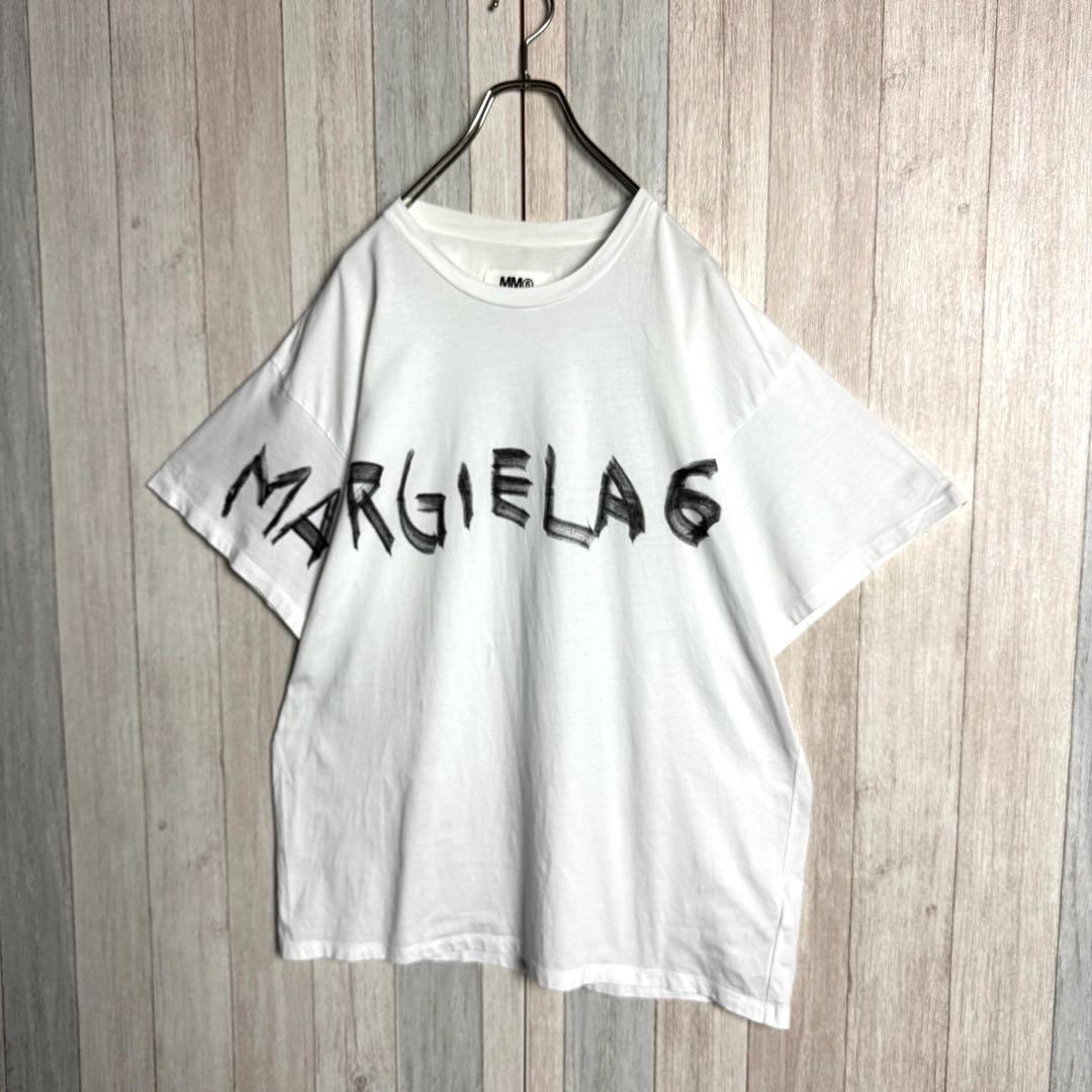 3764【希少デザイン・美品】MM⑥メゾンマルジェラ グラフィックロゴ Tシャツ