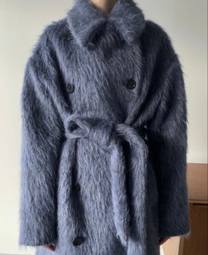 CLANE ロングシャギーベルテッドコート 02