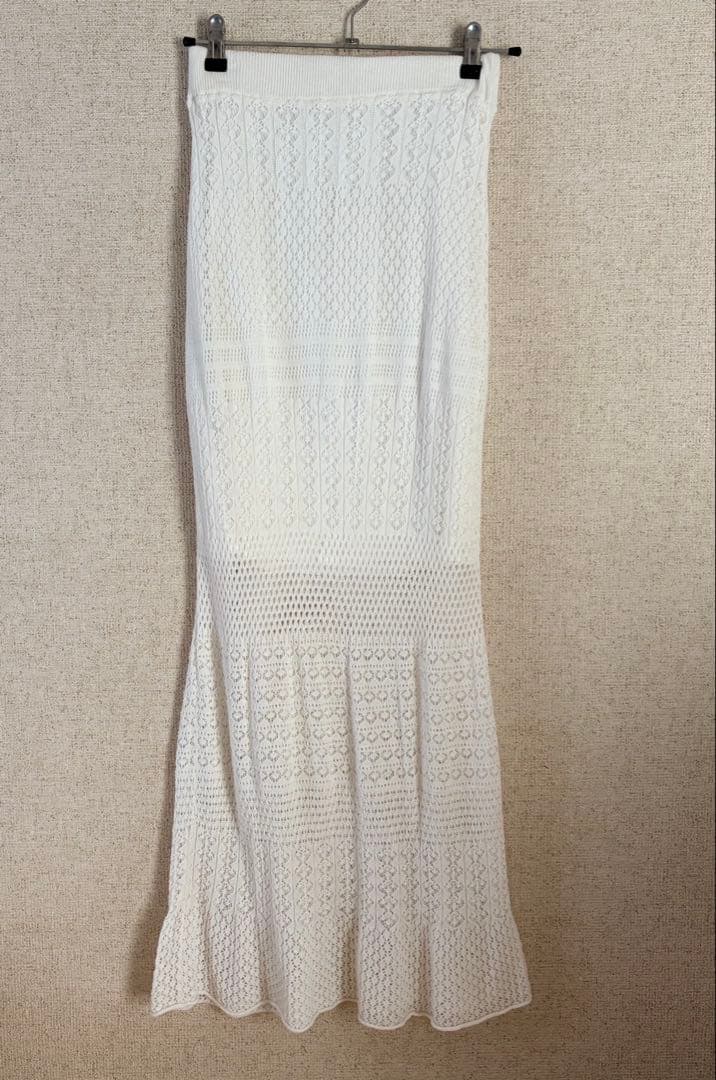 【Plage】COTTON HEMP KINIT LACE スカート 36