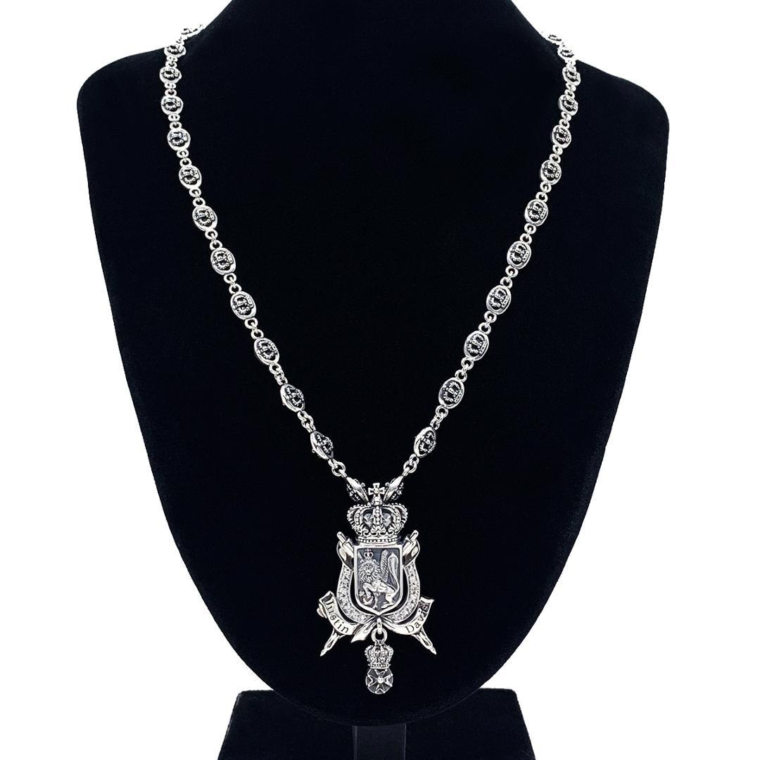 定価15.4万★Justin Davis ダイヤモンド装飾エンブレムネックレス