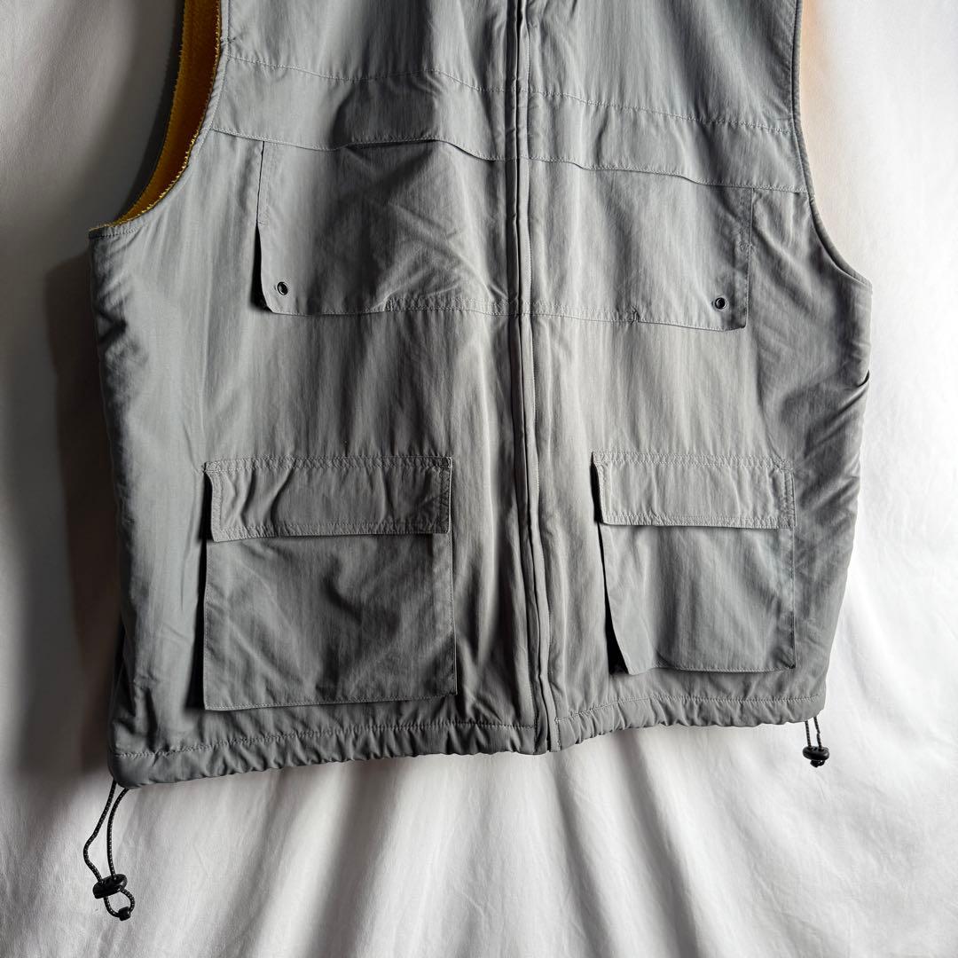 00s OLD NAVY ナイロン × フリース ベスト XL グレー