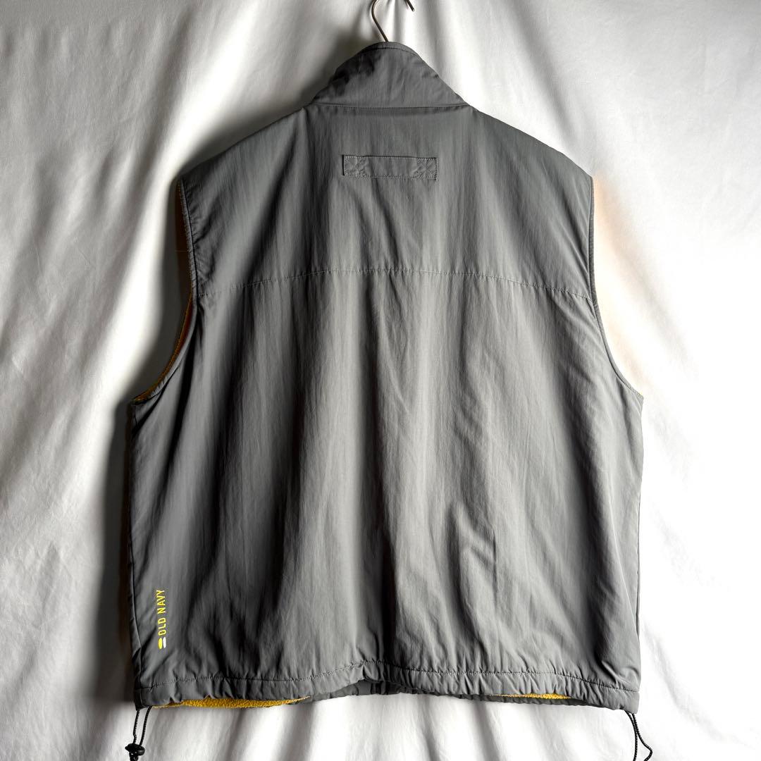 00s OLD NAVY ナイロン × フリース ベスト XL グレー