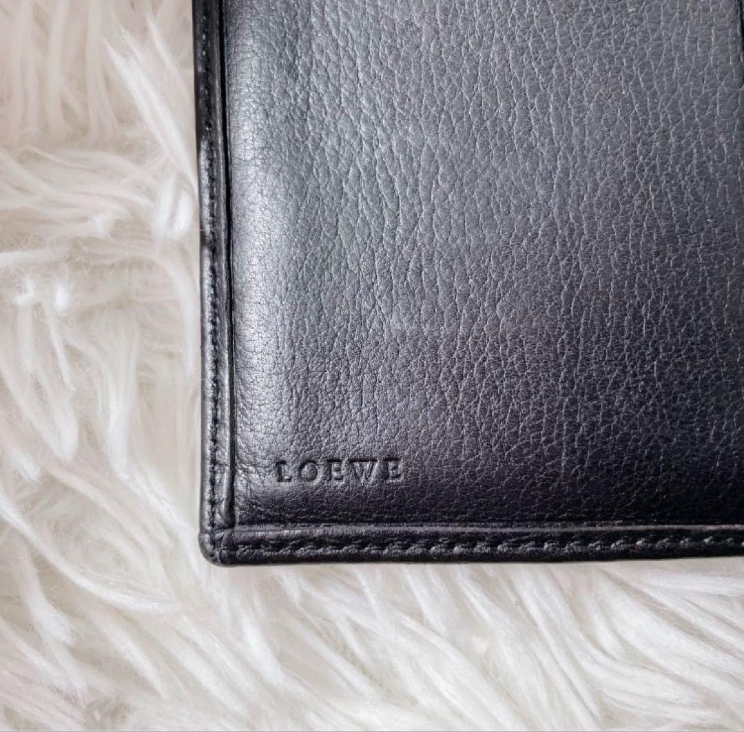 LOEWE ヴィンテージ レザー 2つ折り財布 アナグラム ブラック