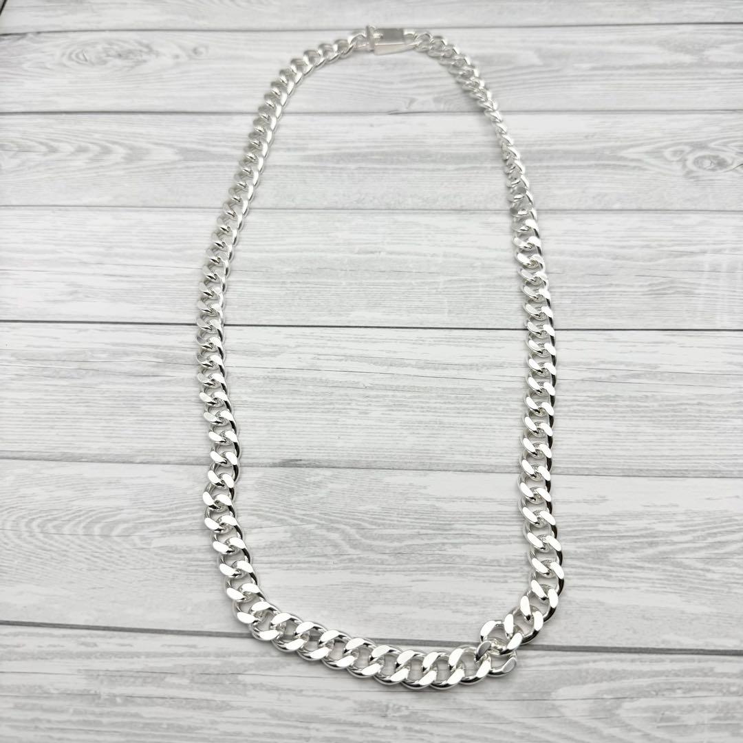 【美品】 重厚 シルバーメッキ 喜平チェーンネックレス 925