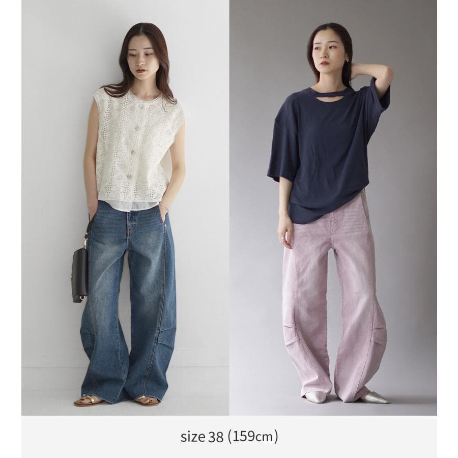 36 新品 完売品 YENN ニータックデニムパンツ ピンク