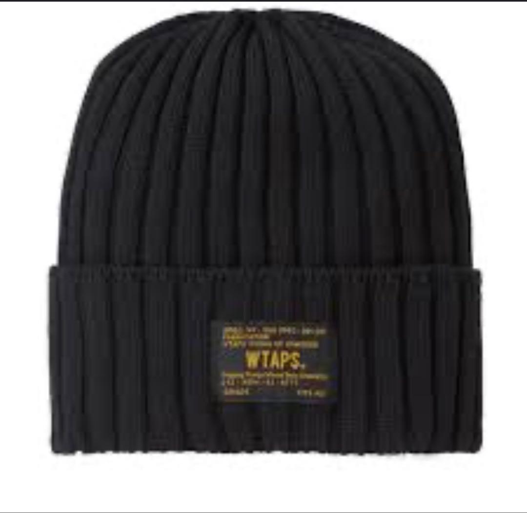 WTAPS ブラックニット帽 リブ編み