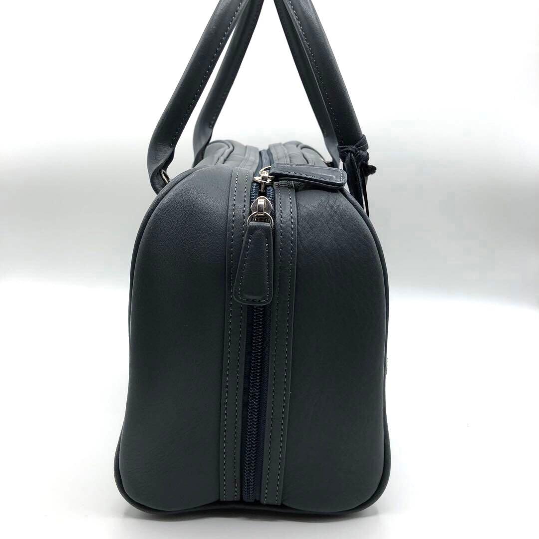 ★美品★中澤鞄 ミニボストンバッグ 2WAYショルダー ブルーグレー ペイズリー