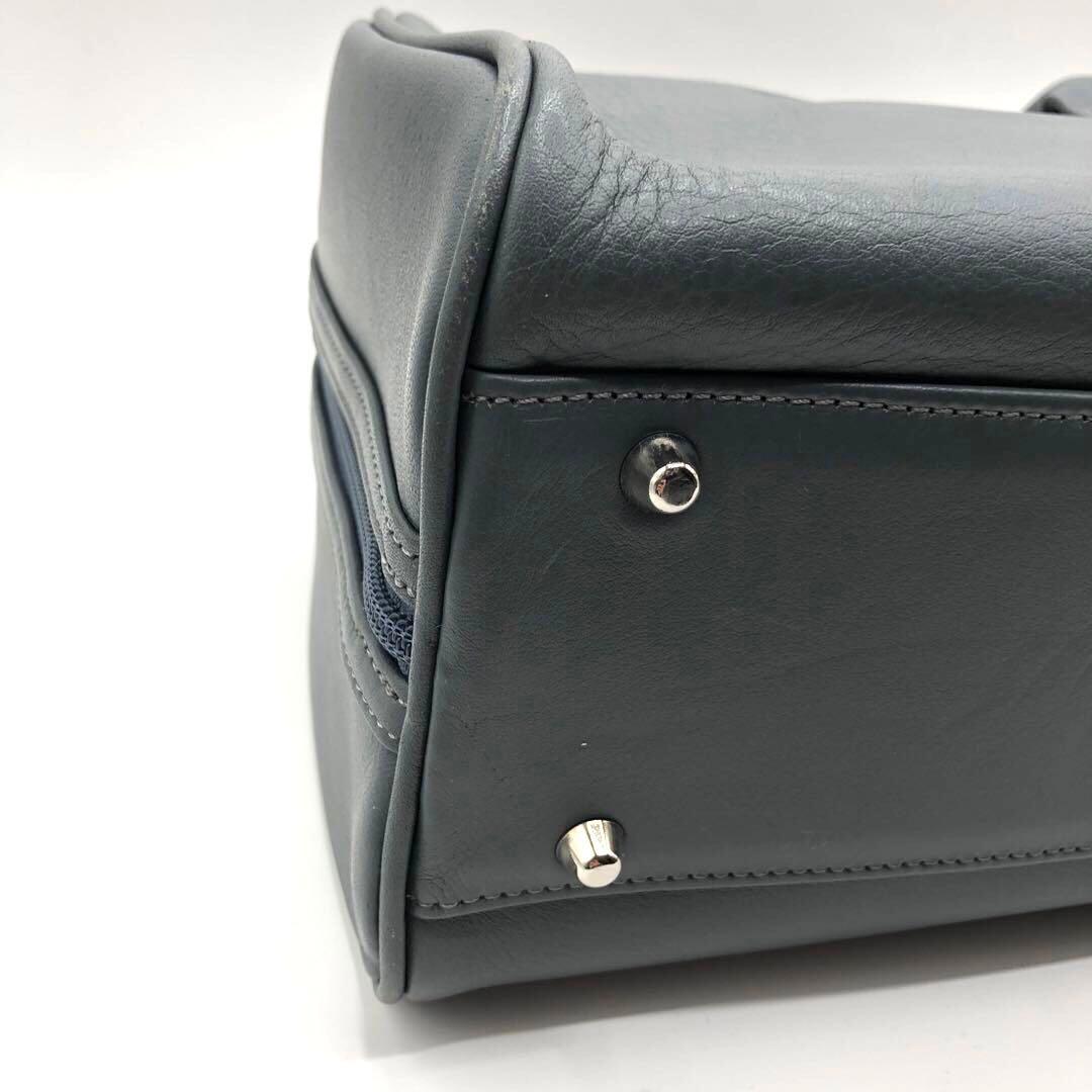 ★美品★中澤鞄 ミニボストンバッグ 2WAYショルダー ブルーグレー ペイズリー
