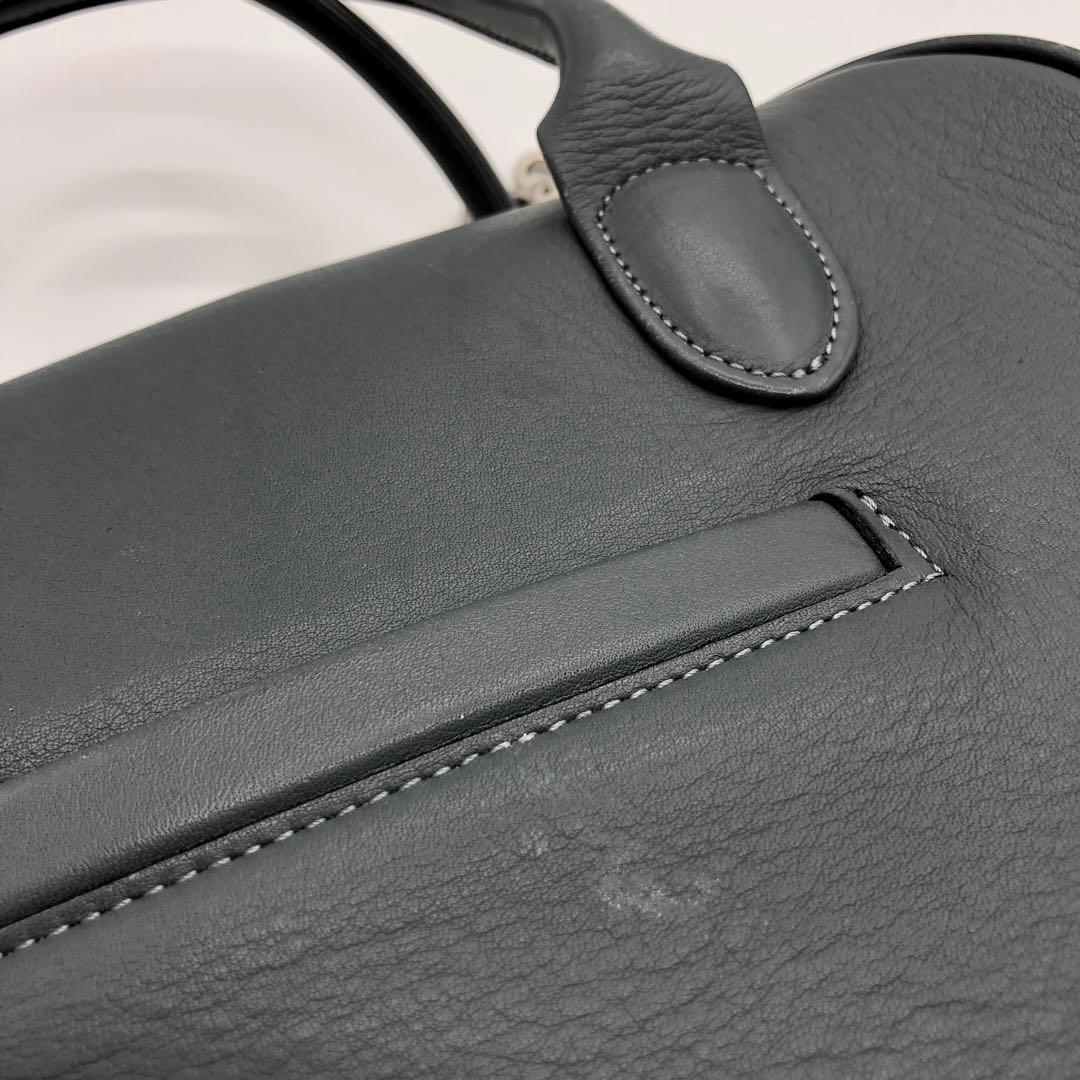 ★美品★中澤鞄 ミニボストンバッグ 2WAYショルダー ブルーグレー ペイズリー