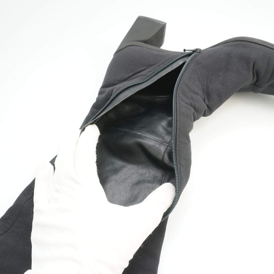 PRADA 37 1/2 レザーニーハイブーツ ブラック /JD10