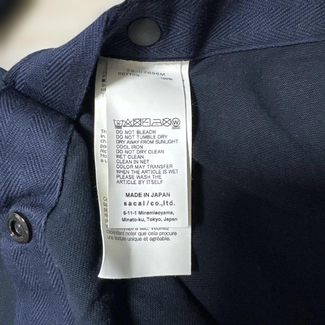 sacai ロンT 紙タグあり　ネイビー・グリーンバンダナ柄カットソー　サイズ2