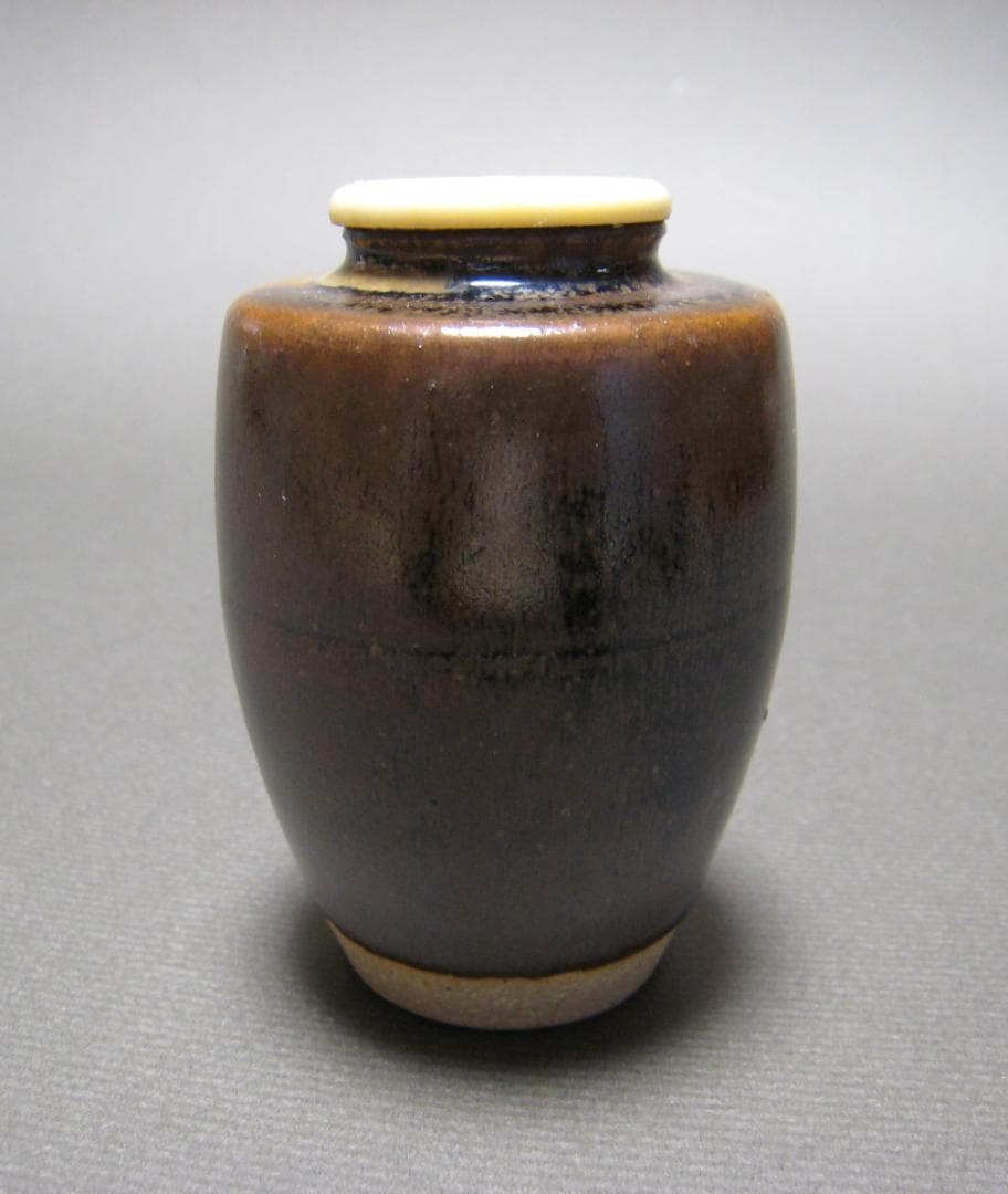 膳所焼　陽炎園　茶入 共箱 仕覆　淡海ぜぜ　肩衝茶入　濃茶入　茶道具
