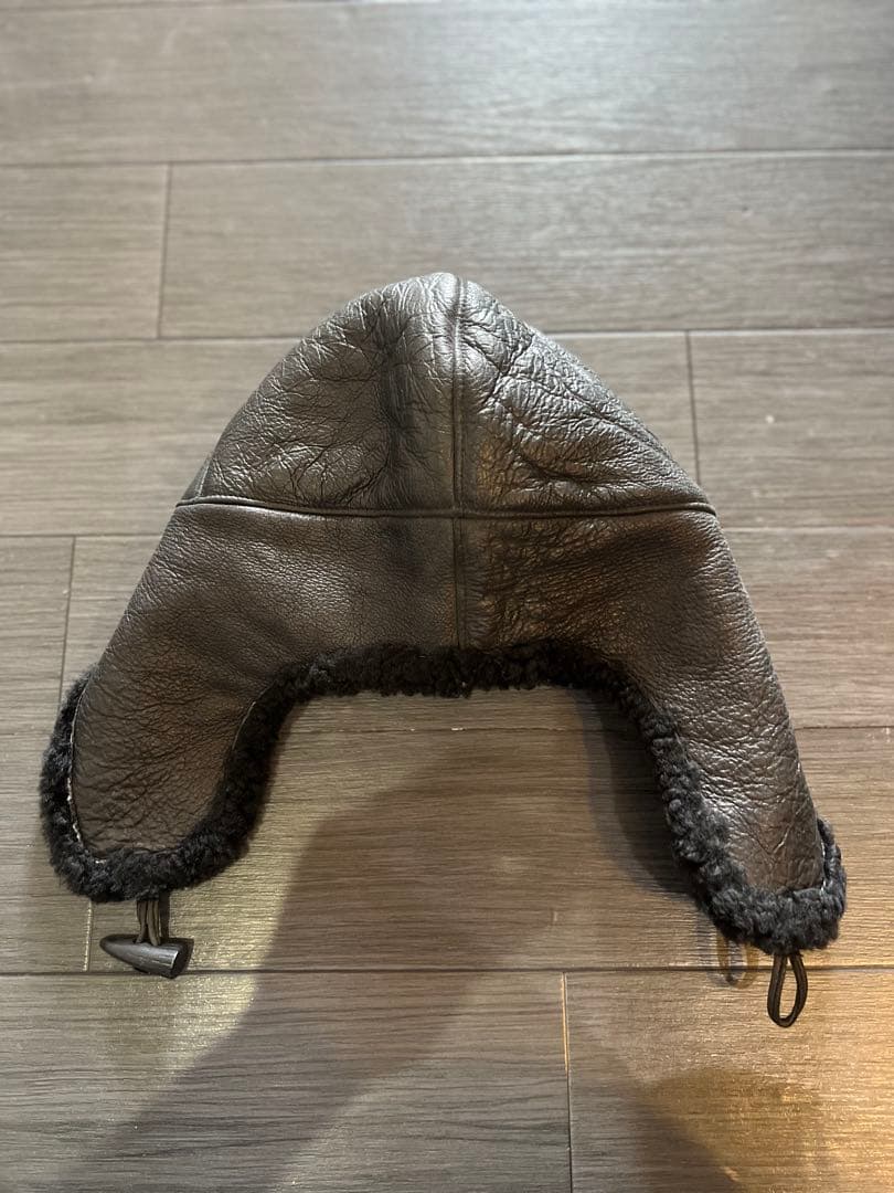 KANGOL レザー ボア フライトキャップ 黒