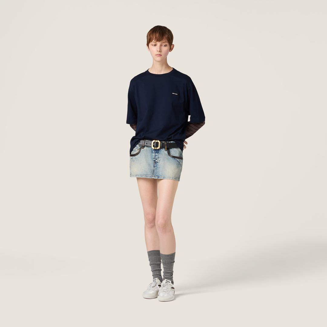 MIU MIU ネイビー 長袖Tシャツ