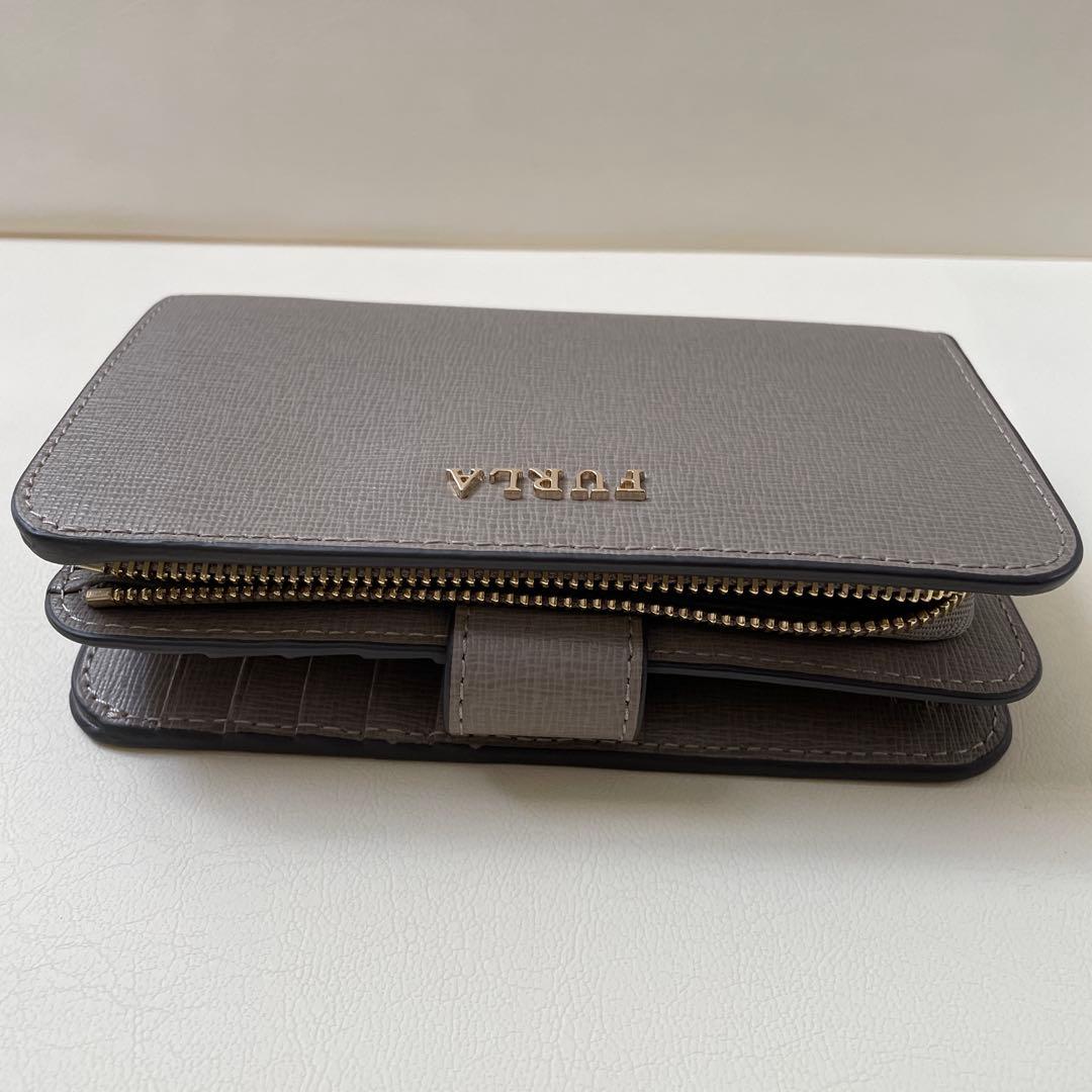 FURLA 二つ折り財布 グレー 保存袋付き