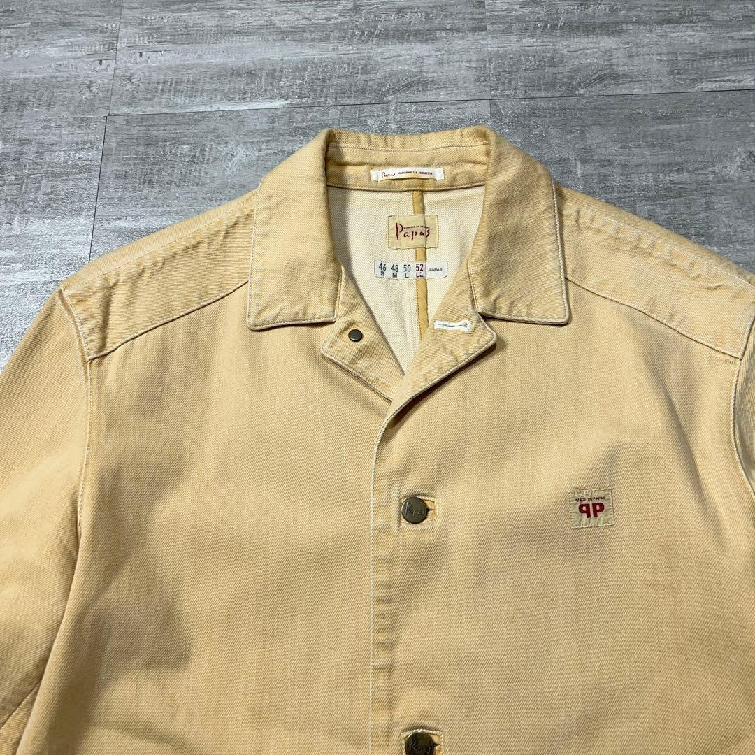 美品 Papas パパス カバーオールジャケット ロゴ 日本製 XL 綿