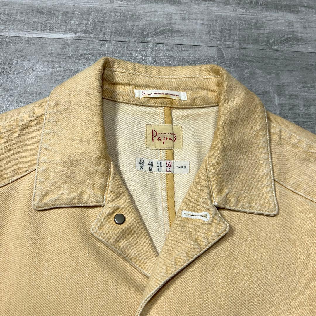 美品 Papas パパス カバーオールジャケット ロゴ 日本製 XL 綿