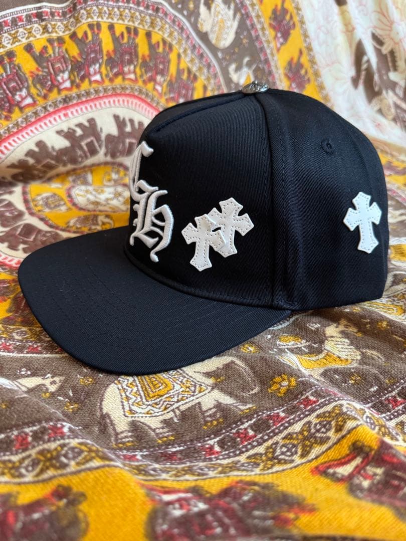 CHROME HEARTS 刺繍クロスデザイン ブラックキャップ