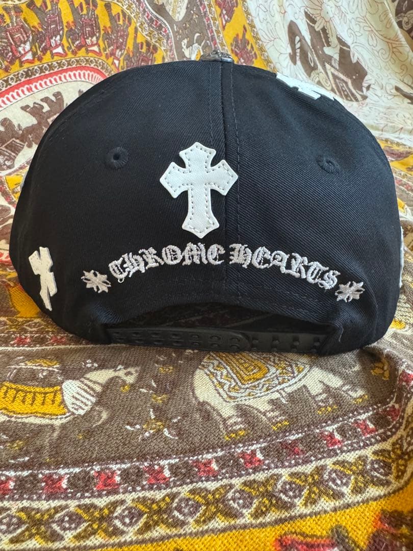 CHROME HEARTS 刺繍クロスデザイン ブラックキャップ