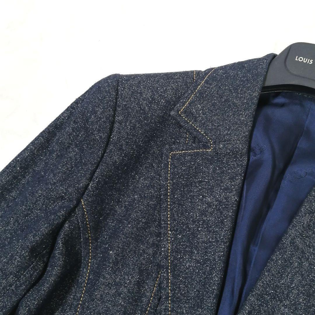 極美品✨ レオナール　デニム ジャケット　ブローチ　シルク　13　大きいサイズ