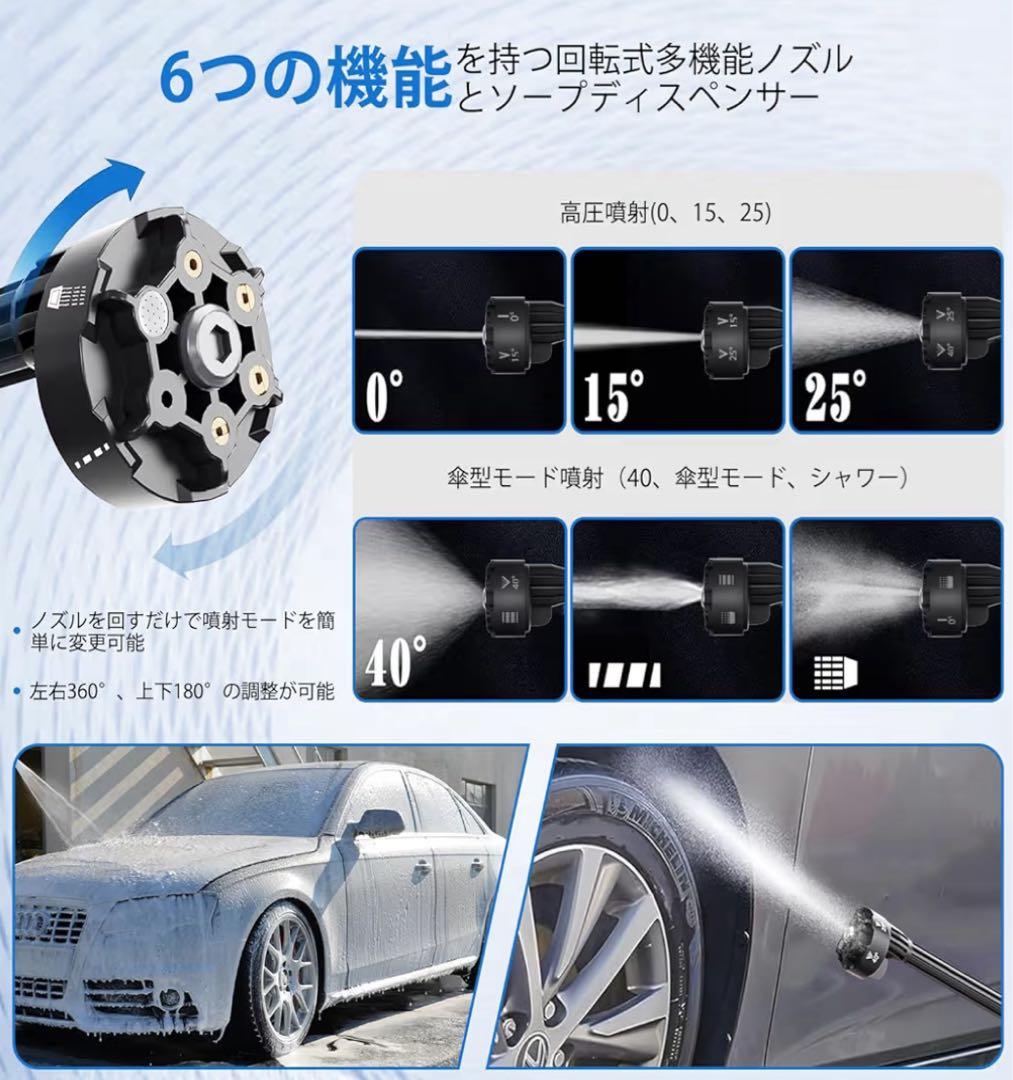 【新品 未使用】高圧洗浄機 コードレス 充電式 10000mAhバッテリー2個