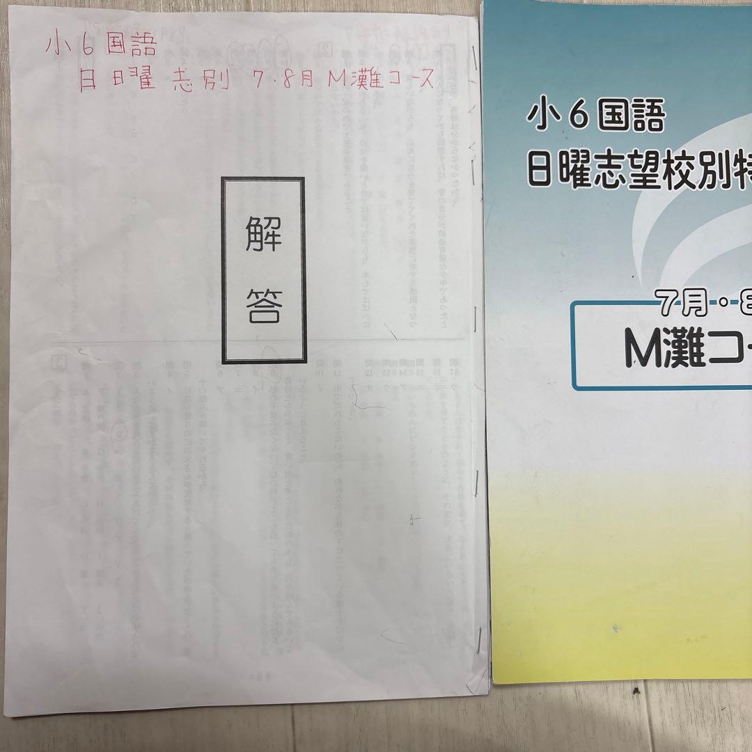 2026年最新　浜学園 日曜志望校特訓問題集 M灘、男子最難関コース　7、8月