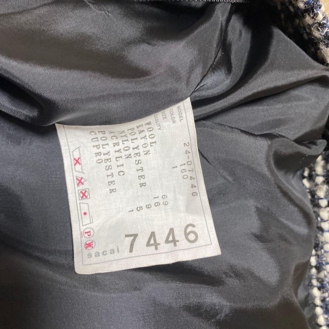 sacai プリーツフレアスカート ネイビーとホワイトチェック