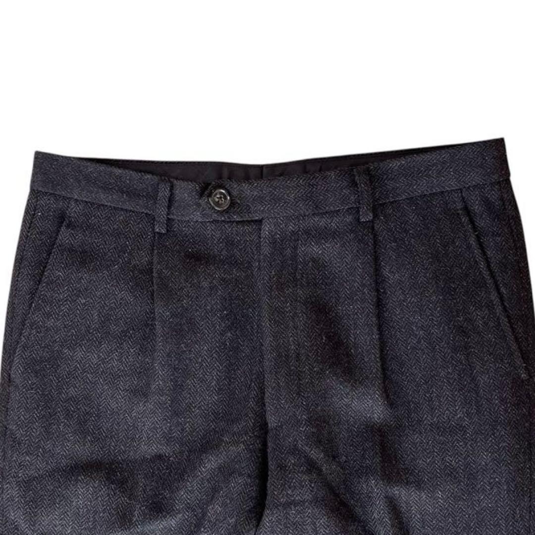 高級尾州生地　TRADMEN スリーピーススーツ　ヘリンボーン　秋冬　グレー　L