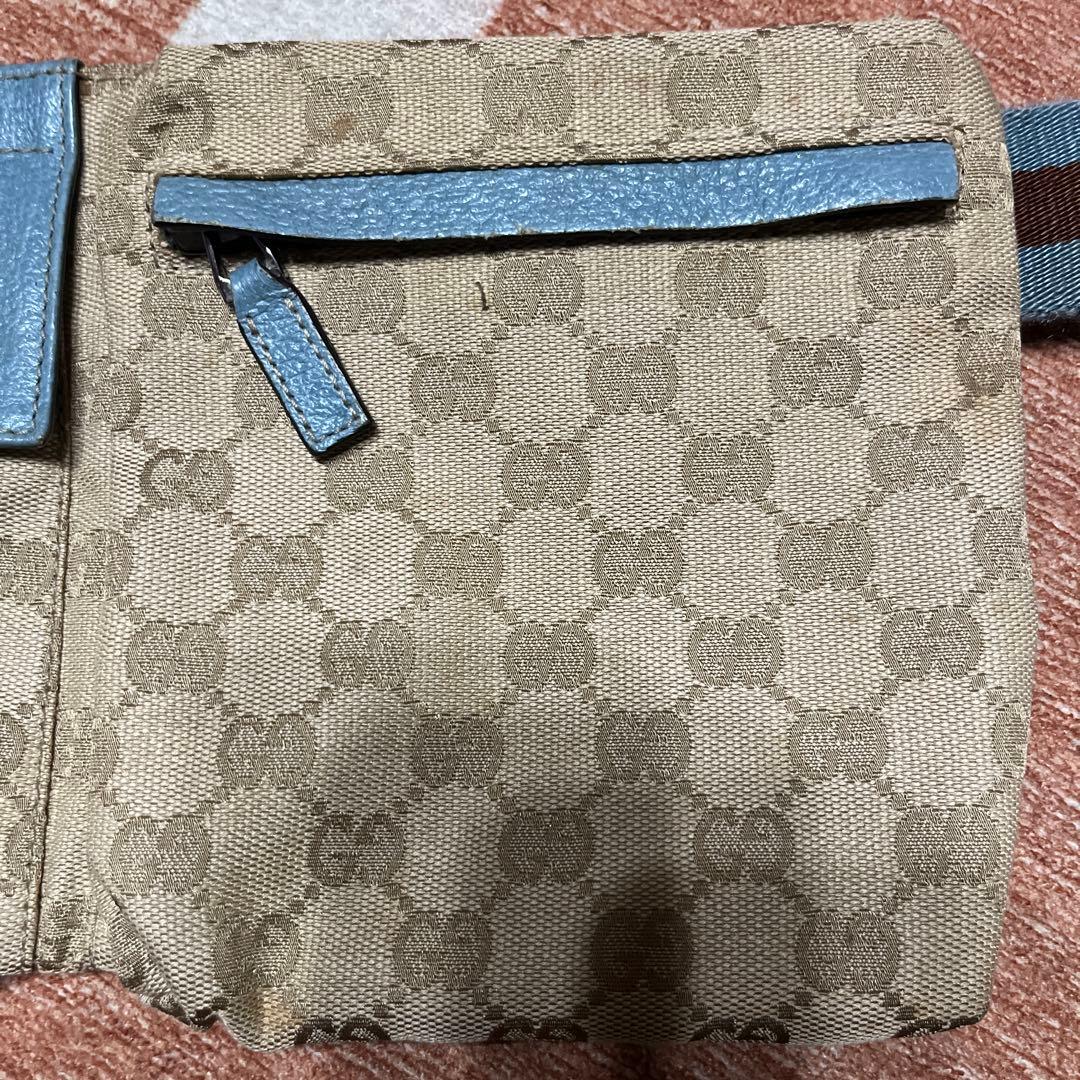 GUCCI GGパターン ウエストポーチ ベージュ・青